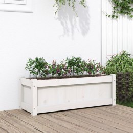 Donica ogrodowa, biała, 90x31x31 cm, lite drewno sosnowe