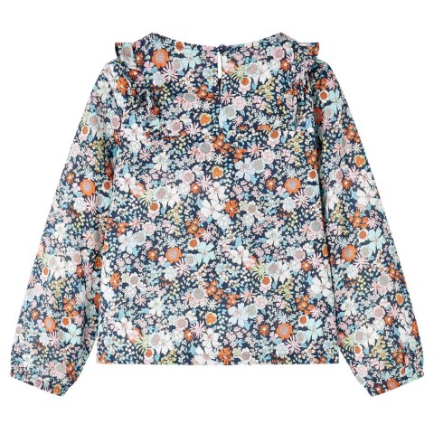Bluzka dziecięca z długimi rękawami, w kwiaty, ciemnoniebieska, 104 Lumarko! 