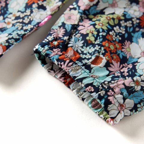 Bluzka dziecięca z długimi rękawami, w kwiaty, ciemnoniebieska, 128 Lumarko! 