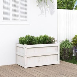 Donica ogrodowa, biała, 90x50x50 cm, lite drewno sosnowe