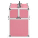 Kuferek na kosmetyki, 37 x 24 x 35 cm, różowy, aluminiowy