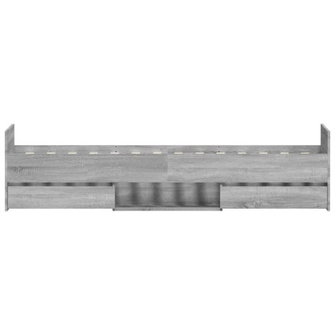 Rama łóżka z wezgłowiem i zanóżkiem, szary dąb, 90x190 cm Lumarko!