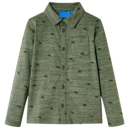Koszula dziecięca ze wzorem w zwierzątka, khaki melanż, 92 Lumarko! 