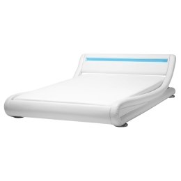 Łóżko wodne LED ekoskóra 160 x 200 cm białe AVIGNON Lumarko!