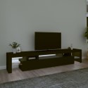 Szafka pod TV z oświetleniem LED, czarna, 215x36,5x40 cm Lumarko!