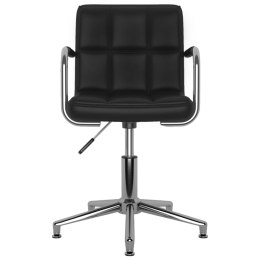 Obrotowe krzesło stołowe, czarne, obite sztuczną skórą Lumarko!