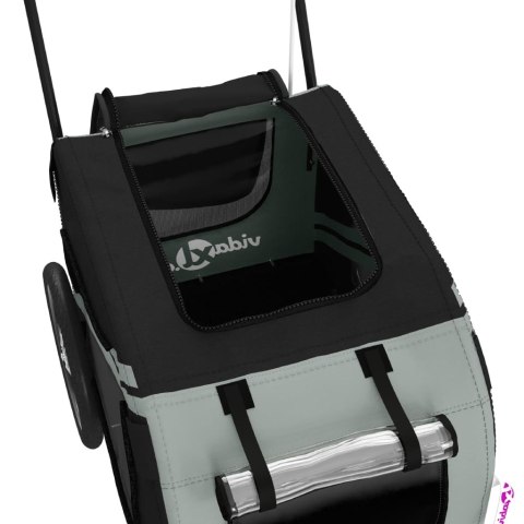 Przyczepka rowerowa dla psa, szaro-czarna, tkanina Oxford