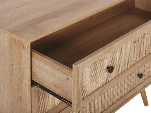 Komoda fronty rattanowe jasne drewno PONCA