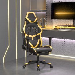 Fotel gamingowy z podnóżkiem, czarno-złoty, sztuczna skóra Lumarko!