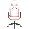 Fotel gamingowy z podnóżkiem, biało-różowy, sztuczna skóra