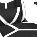 Fotel gamingowy z podnóżkiem, czarno-biały, sztuczna skóra Lumarko!