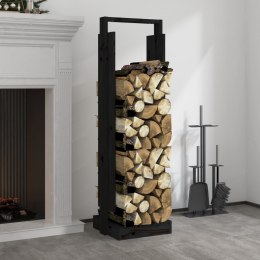 Stojak na drewno, czarno,33,5x30x110 cm, drewno sosnowe