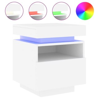 VidaXL Szafka nocna z oświetleniem LED, biała, 40x39x48,5 cm