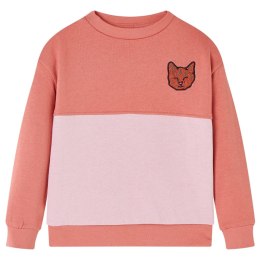 Bluza dziecięca z blokami kolorów i kotkiem, różowa, 140 Lumarko! Lumarko! 