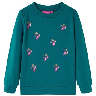 Bluza dziecięca z brokatowym nadrukiem, ciemnozielona, 128 Lumarko! 