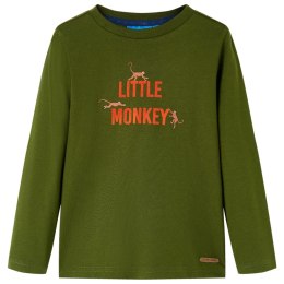 Koszulka dziecięca z długimi rękawami, z małpkami, ciemne khaki, 140 Lumarko! 