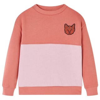 Bluza dziecięca z blokami kolorów i kotkiem, różowa, 104 Lumarko! 