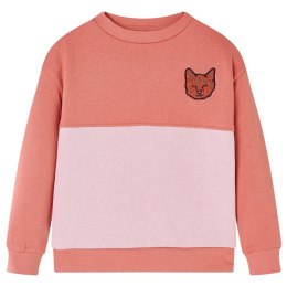 Bluza dziecięca z blokami kolorów i kotkiem, różowa, 128 Lumarko! Lumarko! 