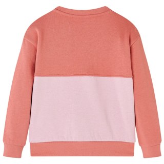 Bluza dziecięca z blokami kolorów i kotkiem, różowa, 128 Lumarko! 