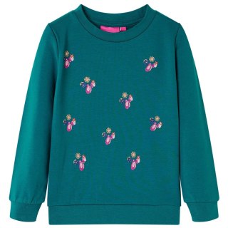 Bluza dziecięca z brokatowym nadrukiem, ciemnozielona, 140 Lumarko! 