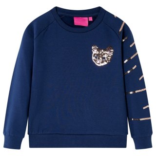 Bluza dziecięca z kotem z cekinów, granatowa, 128 Lumarko! 