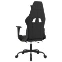 Fotel gamingowy z podnóżkiem, czarno-kremowy, tkanina