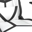 Masujący fotel gamingowy z podnóżkiem, biało-czarny Lumarko!