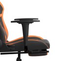 Masujący fotel gamingowy z podnóżkiem, czarno-pomarańczowy