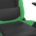 Masujący fotel gamingowy z podnóżkiem, czarno-zielony, ekoskóra Lumarko!