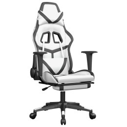 Fotel gamingowy z podnóżkiem, biało-czarny, sztuczna skóra Lumarko!