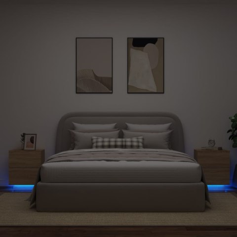 Szafki nocne z LED, 2 szt., dąb sonoma, materiał drewnopochodny Lumarko!