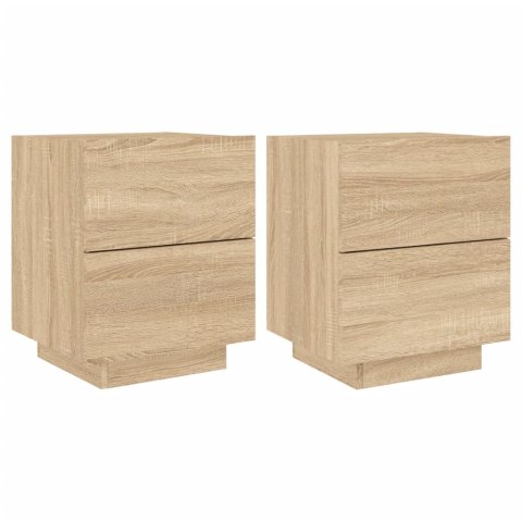 Szafki nocne z LED, 2 szt., dąb sonoma, materiał drewnopochodny Lumarko!