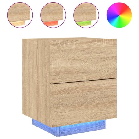 Szafki nocne z LED, 2 szt., dąb sonoma, materiał drewnopochodny Lumarko!