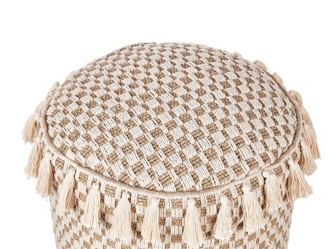 Puf pleciony ⌀ 50 cm beżowy PIRAK