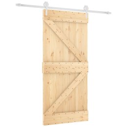 Drzwi przesuwne z osprzętem, 95x210 cm, lite drewno sosnowe Lumarko! 