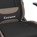 Fotel gamingowy z podnóżkiem i masażem, czarno-taupe, tkanina