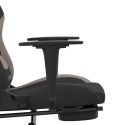 Fotel gamingowy z podnóżkiem i masażem, czarno-taupe, tkanina