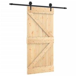 Drzwi przesuwne z osprzętem, 95x210 cm, lite drewno sosnowe Lumarko! Lumarko! 