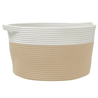 Kosz do przechowywania, beżowo-biały, Ø40x25 cm, bawełna Lumarko! Lumarko! 