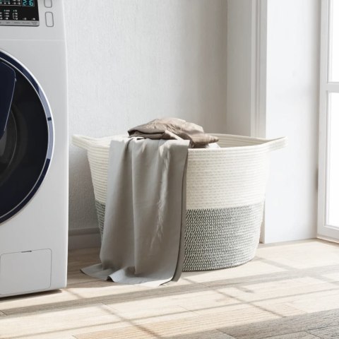 Kosz na pranie, szaro-biały, Ø60x36 cm, bawełna Lumarko!
