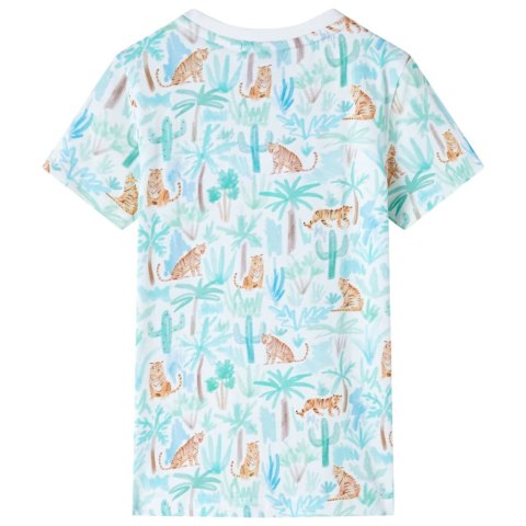 Koszulka dziecięca z krótkimi rękawami, z tygrysami, ecru, 140 Lumarko! 