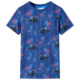 Koszulka dziecięca, z monster truckami, ciemnoniebieski melanż, 104 Lumarko! 