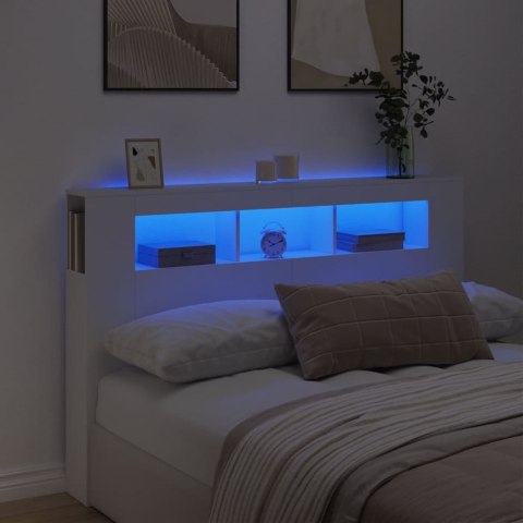 Wezgłowie łóżka z LED, białe, 160x18,5x103,5 cm Lumarko!