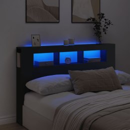 Wezgłowie łóżka z LED, czarne, 160x18,5x103,5 cm Lumarko!