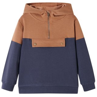 Bluza dziecięca z kapturem i krótkim zamkiem, antracyt i koniak, 104 Lumarko! 