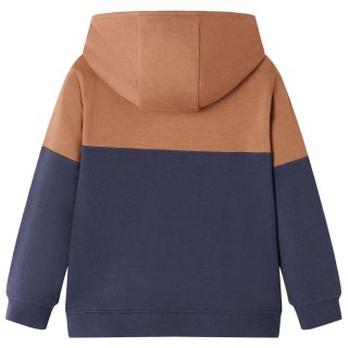 Bluza dziecięca z kapturem i krótkim zamkiem, antracyt i koniak, 104 Lumarko! 