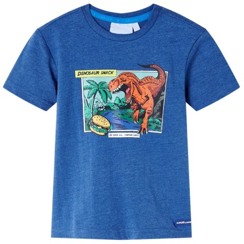 Koszulka dziecięca z dinozaurem, ciemnoniebieski melanż, 92 Lumarko! 