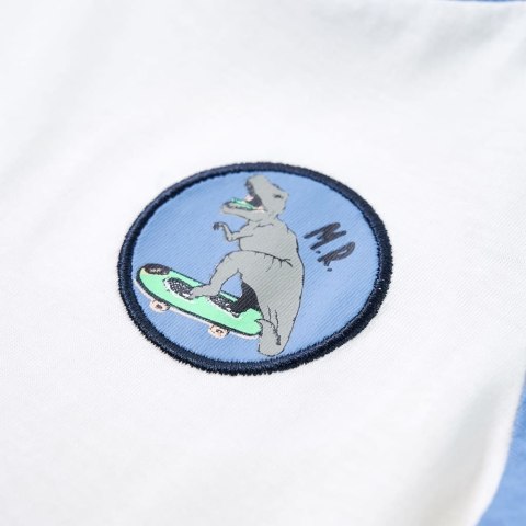 Koszulka dziecięca z naszywką z dinozaurem, ecru, 140 Lumarko!  #