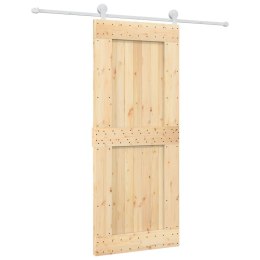 Drzwi przesuwne z osprzętem, 85x210 cm, lite drewno sosnowe Lumarko! 