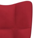 Fotel bujany z podnóżkiem, winna czerwień, obity aksamitem